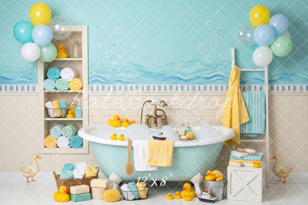 Kate Baby Shower Bath Rubber Ducks Balloons Printed Backdrop Designed by Patty Roberts