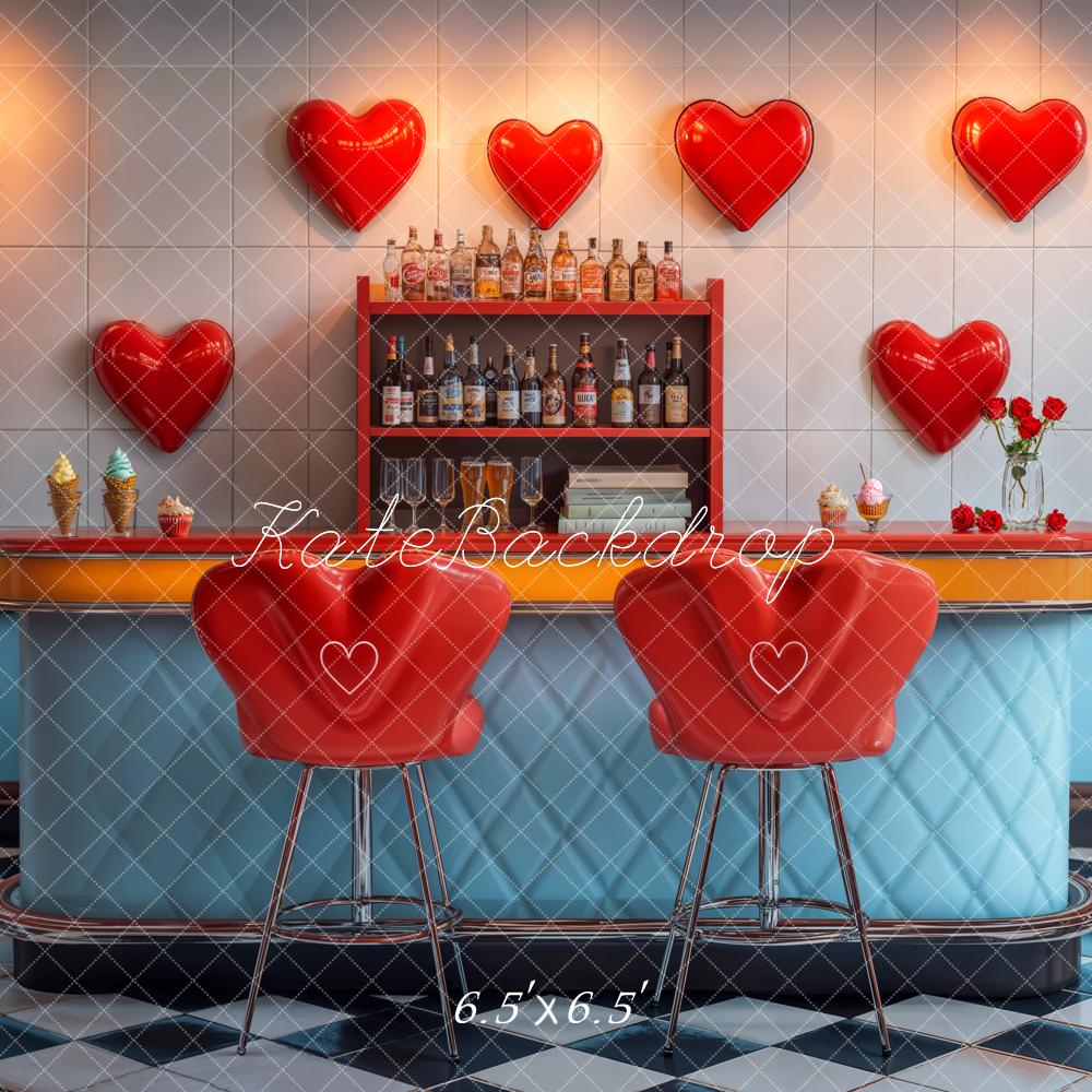 Kate Valentine Bar Retro Heart Backdrop Designed by Emetselch