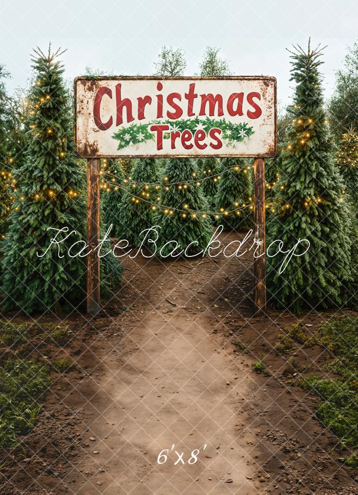 Kate Christmas Trees Farm Path Backdrop Designed by Emetselch