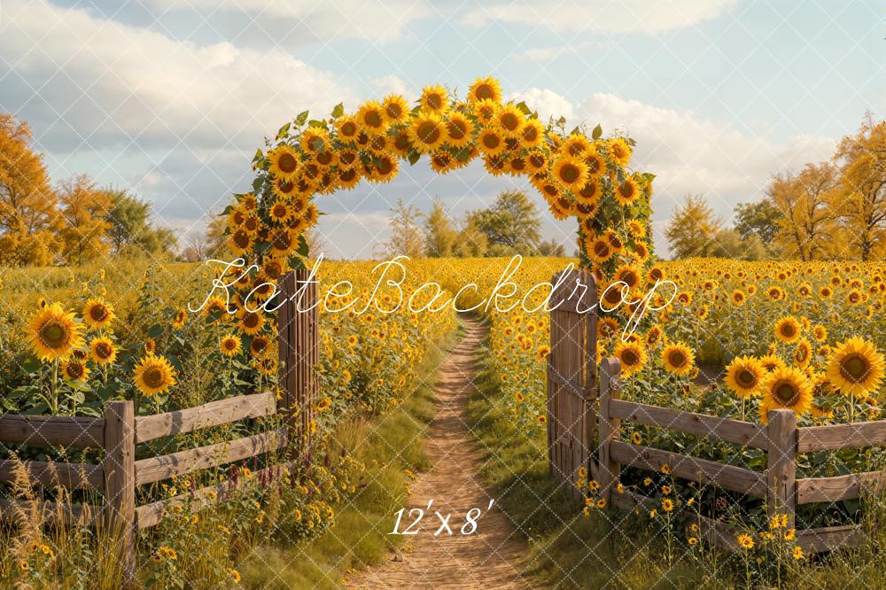 Fall Zonnebloem Boog Rustieke Pad Foto Achtergrond Designed by Emetselch