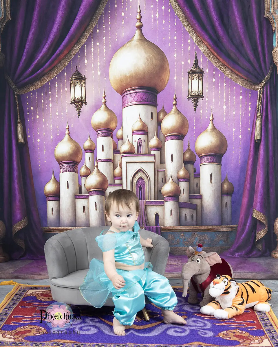 Kate Arabian Palace Arch Purple Backdrop Designed by Ashley Paul