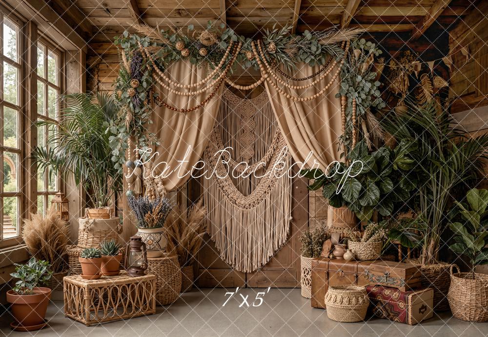 Kate Boho Macrame Flower Arch Greenery Rustic Decor Printed Backdrop Designed by Emetselch