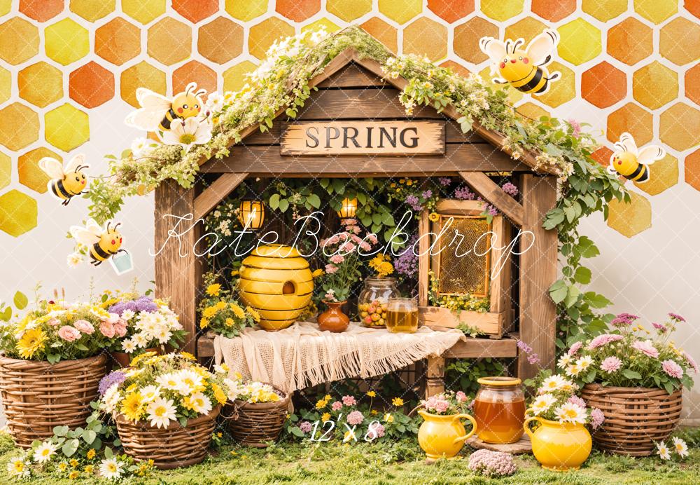 Kate Spring Bee Honeycomb Floral Backdrop Designed by Emetselch