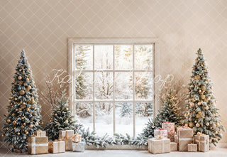 Kate Christmas Trees Window Gift Box Printed Backdrop Designed by Emetselch