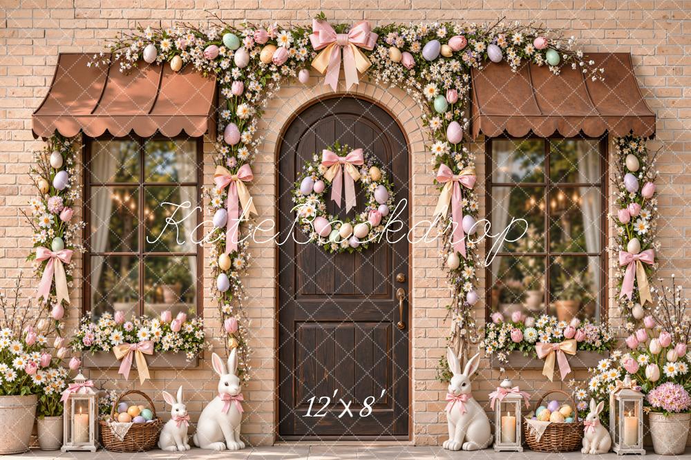 Kate Easter Floral Egg Arch Doorway Brick Wall Printed Backdrop Designed by Emetselch