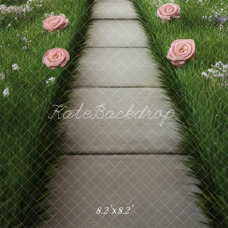 Romantic Garden Pathway Floral Backdrop