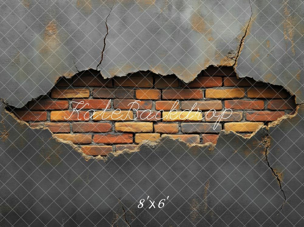 Kate Vintage Gray Brick Wall Backdrop Designed by Mini MakeBelieve