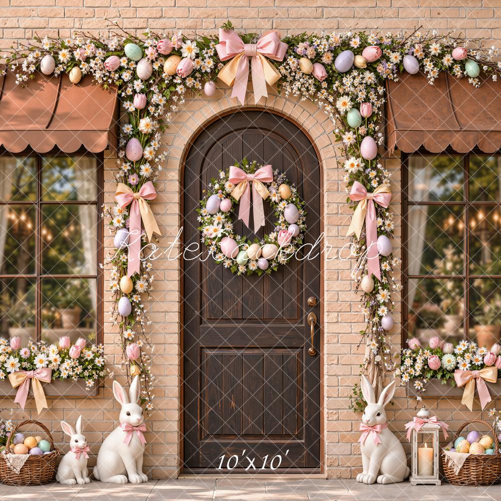 Kate Easter Floral Egg Arch Doorway Brick Wall Printed Backdrop Designed by Emetselch