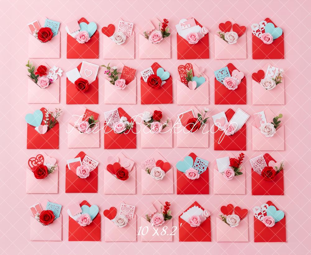 Kate Valentine's Day Envelopes Hearts Flowers Backdrop Designed by Patty Roberts