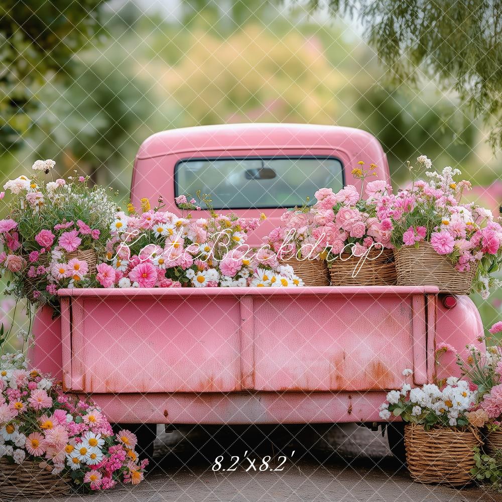 Fondo de flores de camión rosa vintage diseñado por Patty Roberts