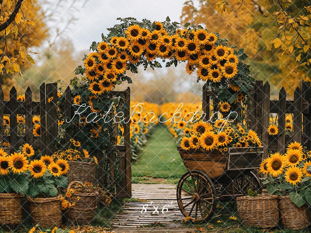 Kate Fall Sunflower Arch Rustic Basket Path Backdrop Designed by Emetselch
