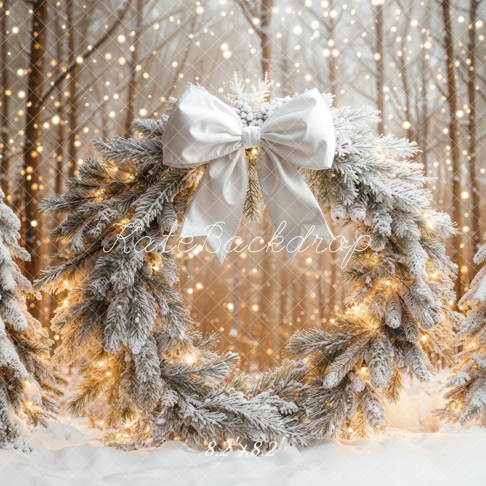 Kate Christmas Wreath Snowy Forest Backdrop Designed by Emetselch