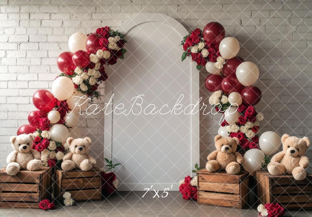 Fondo de arco de osito de peluche de globos diseñado por Mini MakeBelieve