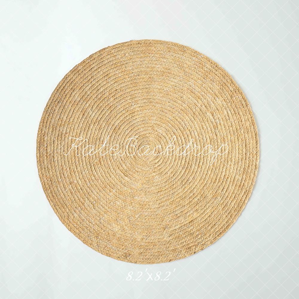 Kate Round Jute Rug White Diamond Pattern Floor Backdrop Designed by Mini MakeBelieve