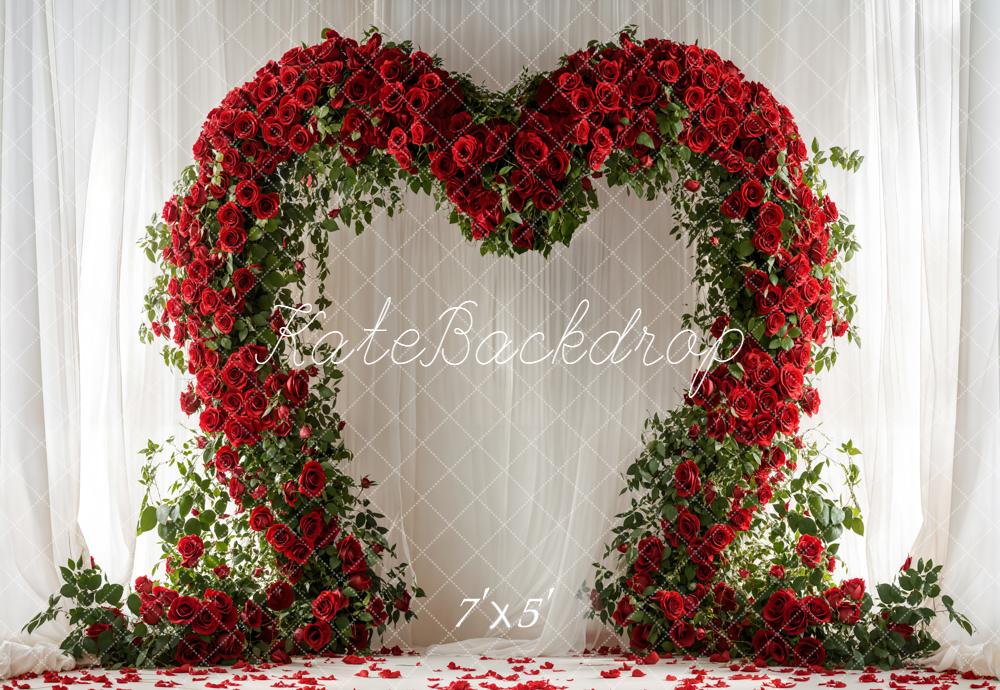 Kate Valentines Flower Arch Red Roses Heart Shaped Printed Backdrop De