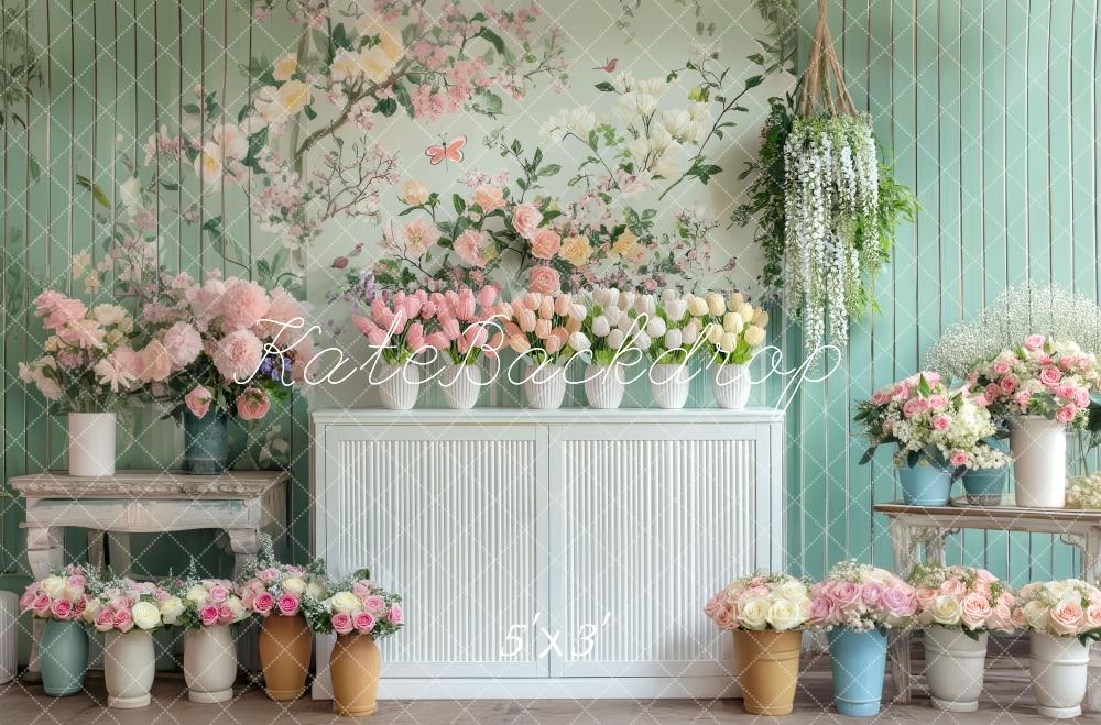 Spring Vintage Floral Cabinet Pastel Backdrop Designed by Mini MakeBelieve