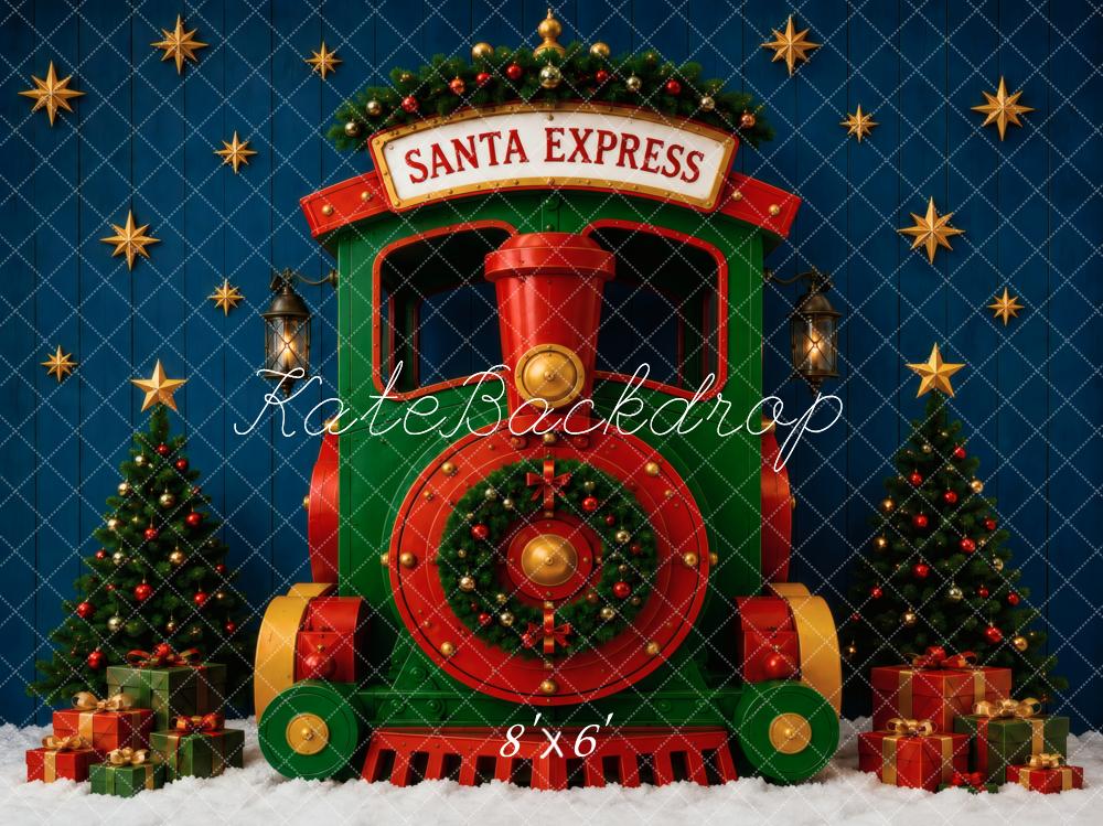 Kate Christmas Polar Train Christmas Tree Gifts Printed Backdrop Designed by Vertigo Productions