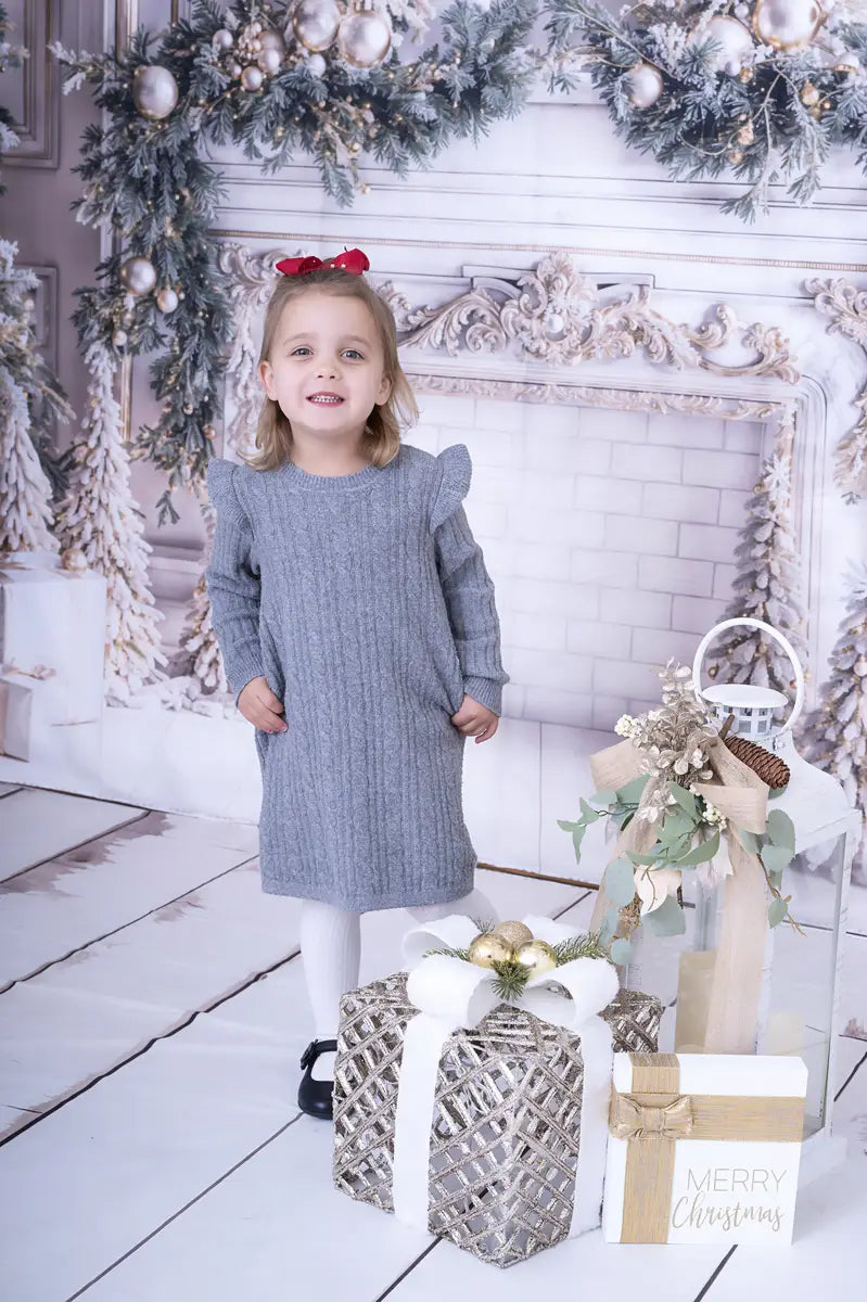 Kate Christmas White Window Wreath Backdrop Designed by Emetselch