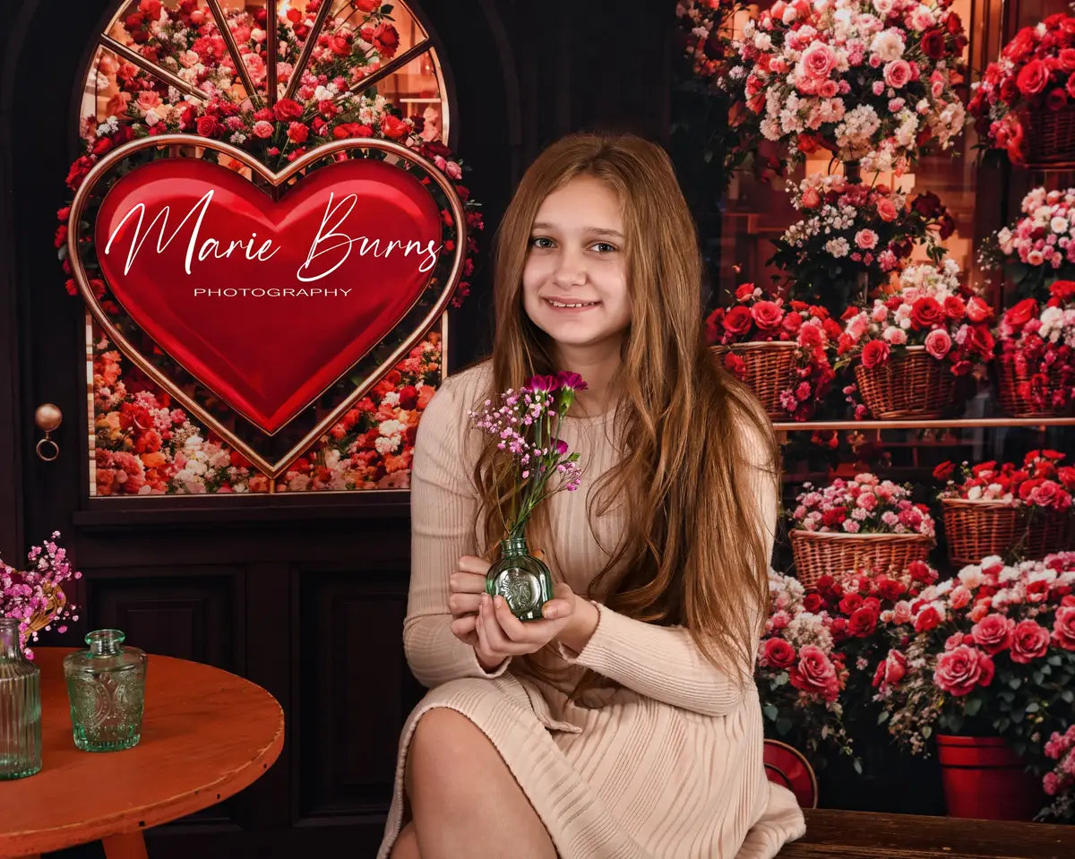 Fondo de Tienda de Flores del Día de San Valentín Diseñado por Emetselch