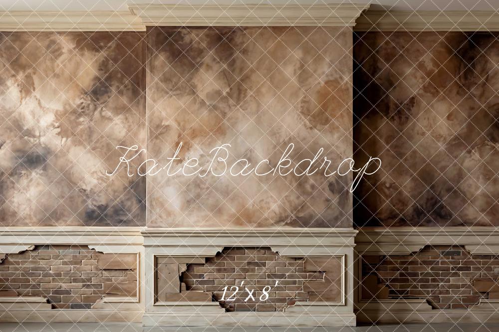 Kate Vintage Wall Brown Exposed Brick Printed Backdrop Designed by Mini MakeBelieve