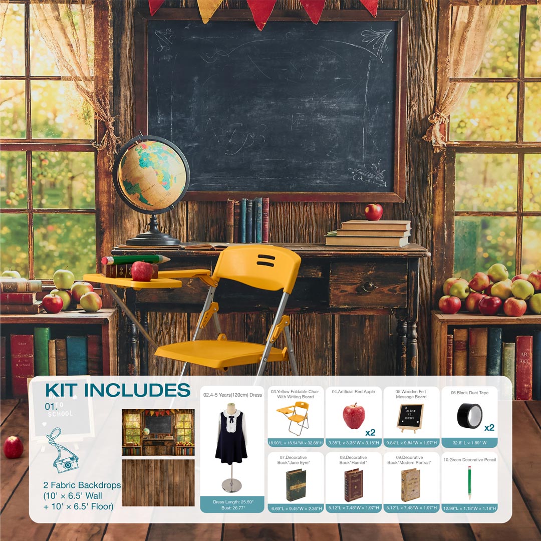 Kate Back to School Chalkboard Globe Photo Kit Photography Backdrops&Props Themed Bundle