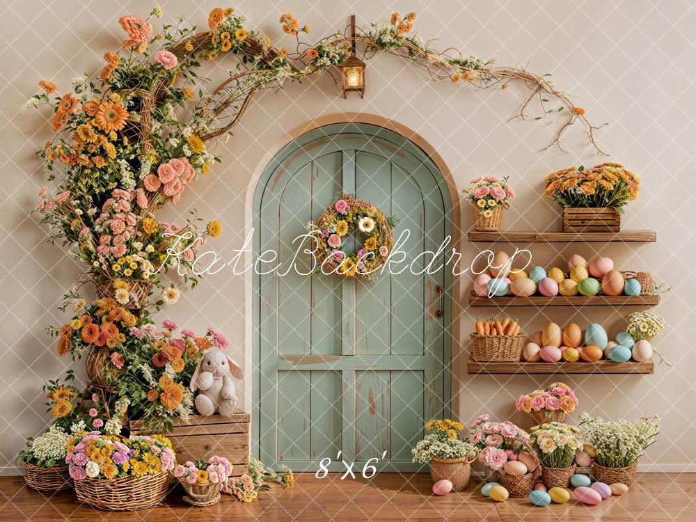 TEST Kate Easter Bunny Flower Arch Pastel Eggs Door Backdrop Designed by Emetselch