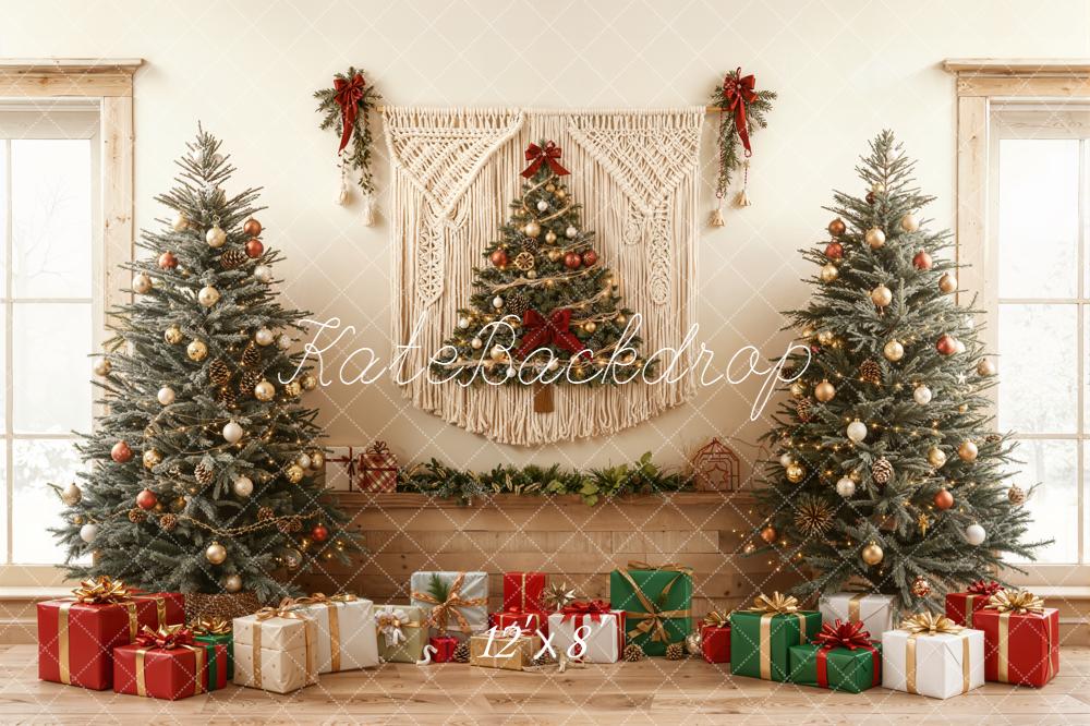 Kate Christmas Trees Boho Macrame Gifts Window Backdrop Designed by Emetselch