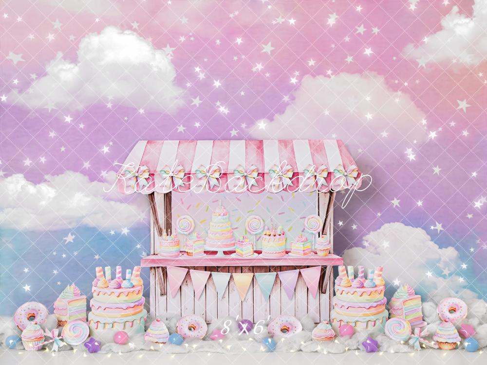 Kate Cake Smash Candyland Pastel Sweets Stand Backdrop Designed by Ashley Paul