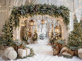Kate Christmas Arch Garland Snow Trees Printed Backdrop Designed by Emetselch