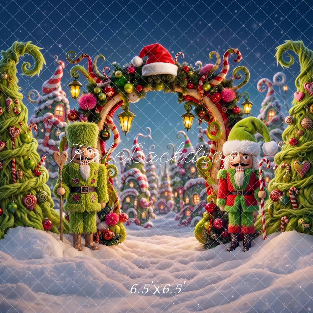 Kate Christmas Whimsical Nutcracker Candy Arch Printed Backdrop Designed by Emetselch