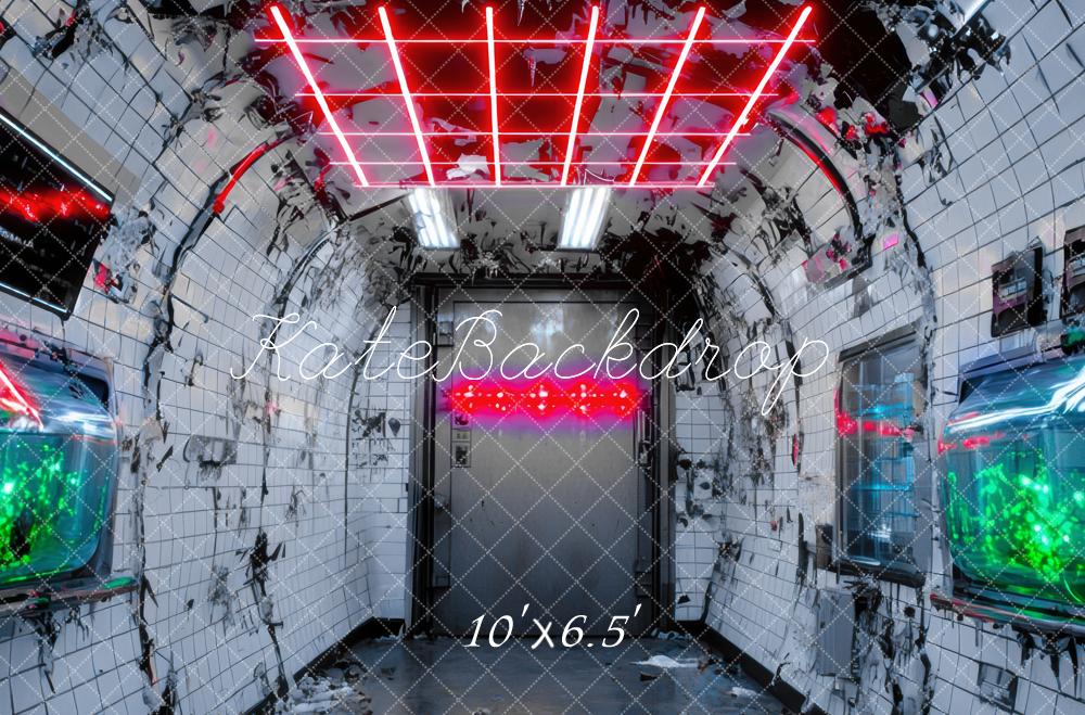 Sfondo Futuristico Neon della Metropolitana di Halloween Disegnato da Mini MakeBelieve