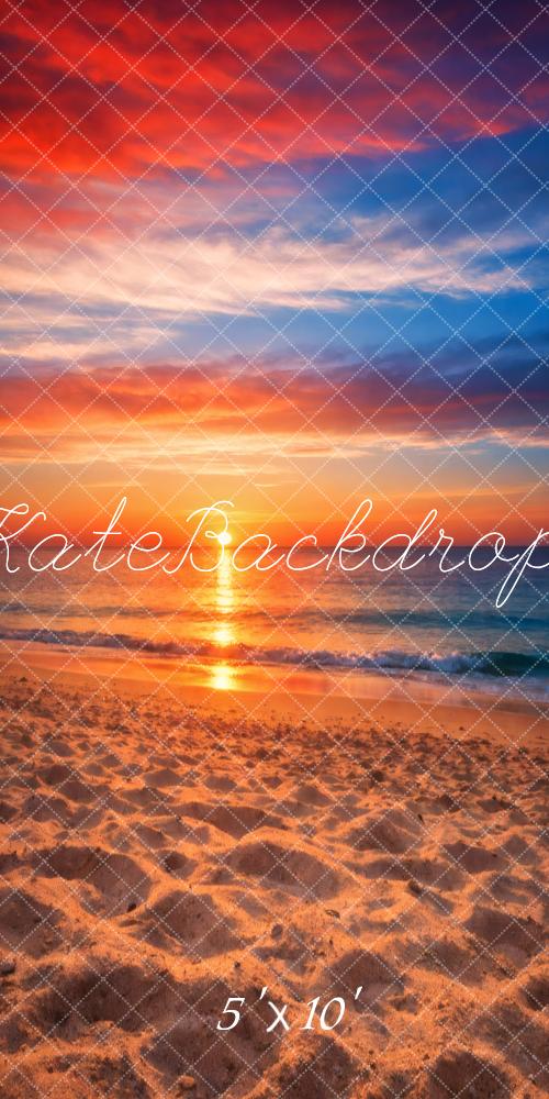 Kate Sweep Beach Sunset Ocean Waves Golden Sand Colorful Sky Backdrop Designed by Vertigo Productions