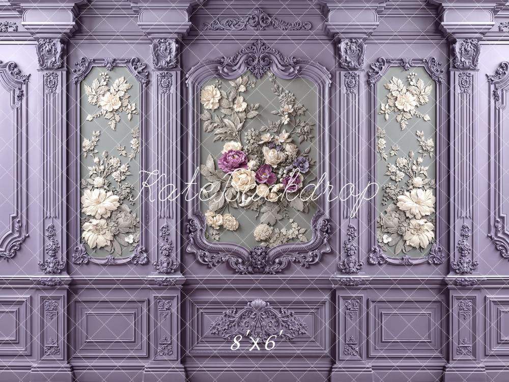 Kate Mother's Day Lavender Vintage Wall Floral Panels Printed Backdrop