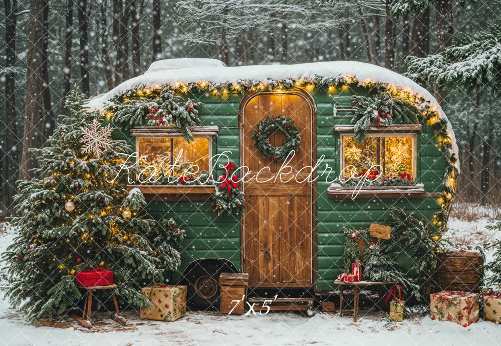 Caravan Backdrop Cozy Winter Caravan Holiday Backdrop