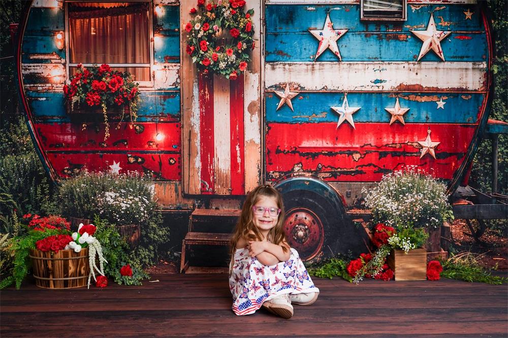 Kate American Independence Day Forest Old RV Backdrop Designed by Emetselch