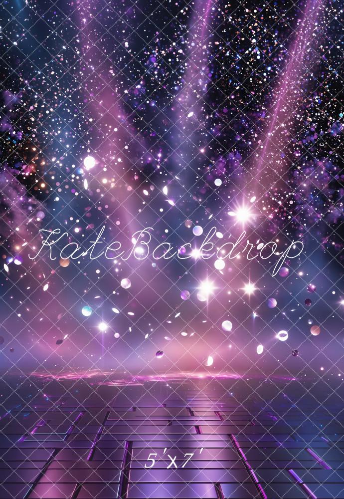 Kate Purple Glitter Light Rays Futuristic Floor Backdrop Designed by Chain Photography