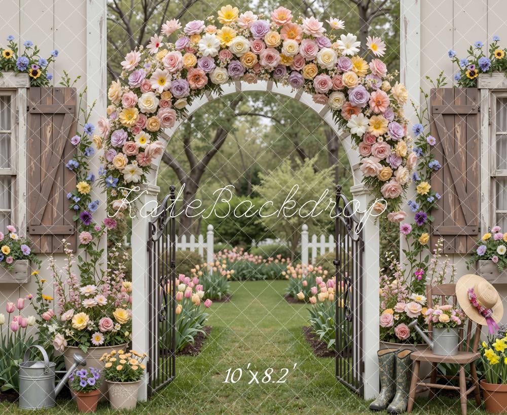 Kate Spring Flower Arch Garden Gate House Backdrop Designed by Mini MakeBelieve