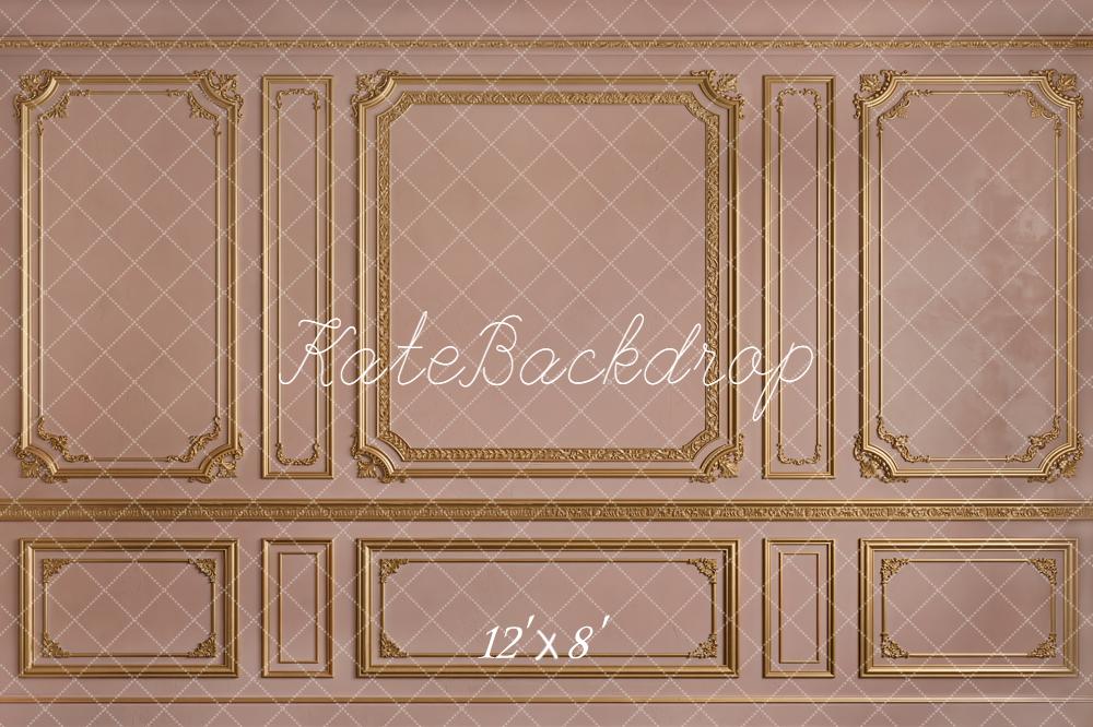 Kate Vintage Pink Gold French Wall Printed Backdrop Designed by Emetselch