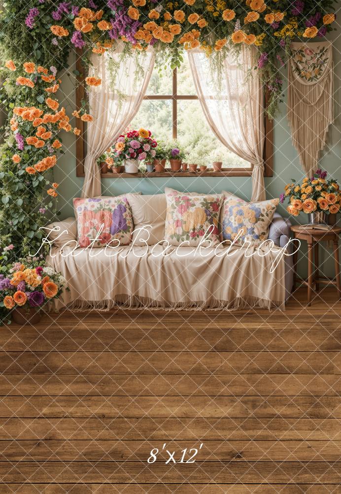 Spring Floral Window Sofa Foto Achtergrond Designed by Emetselch