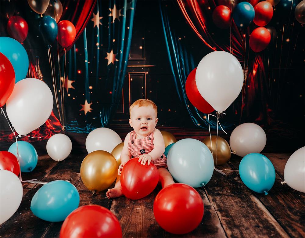 Kate Star Red Curtain Balloon Backdrop for Photography