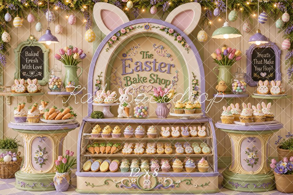 Kate Easter Bake Shop Floral Display Bunny Ears Eggs Printed Backdrop Designed by Chain Photography