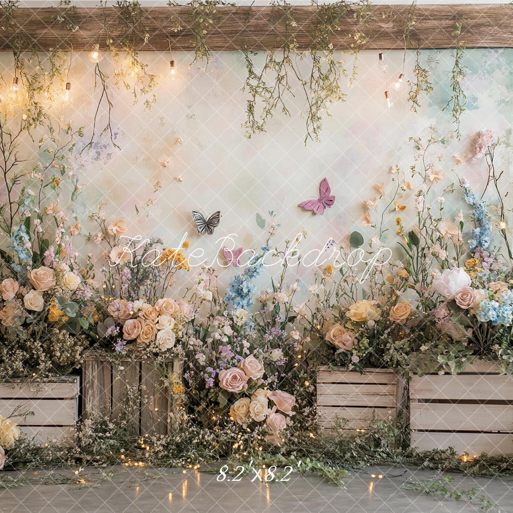 Kate Spring Wildflowers Floral Garden Butterfly Backdrop Designed by Ashley Paul