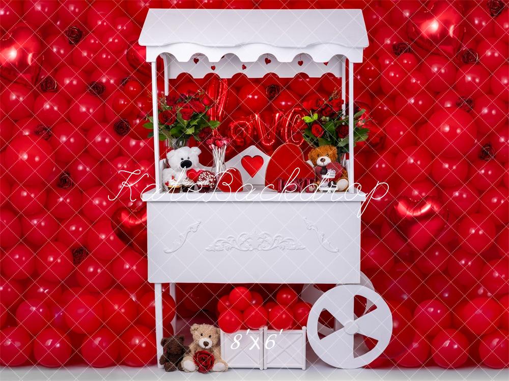 Kate Valentine Red Balloon Cart Backdrop Designed by Mini MakeBelieve