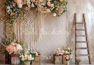 Boho Flower Macrame Ladder Foto Achtergrond Designed by Patty Roberts