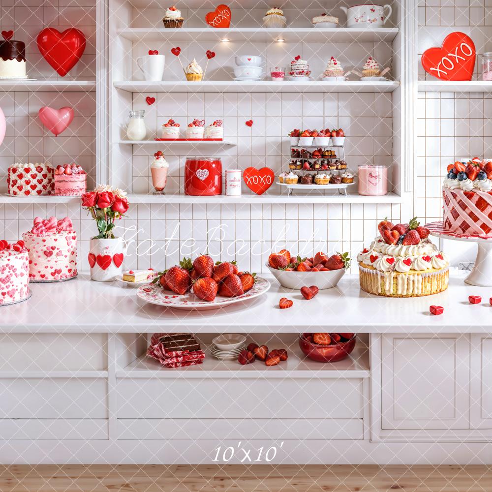Kate Valentine's Day Romantic Kitchen Dessert Cake Backdrop Designed by Emetselch