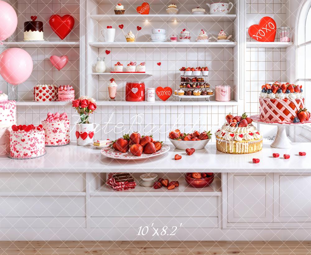 Kate Valentine's Day Romantic Kitchen Dessert Cake Backdrop Designed by Emetselch