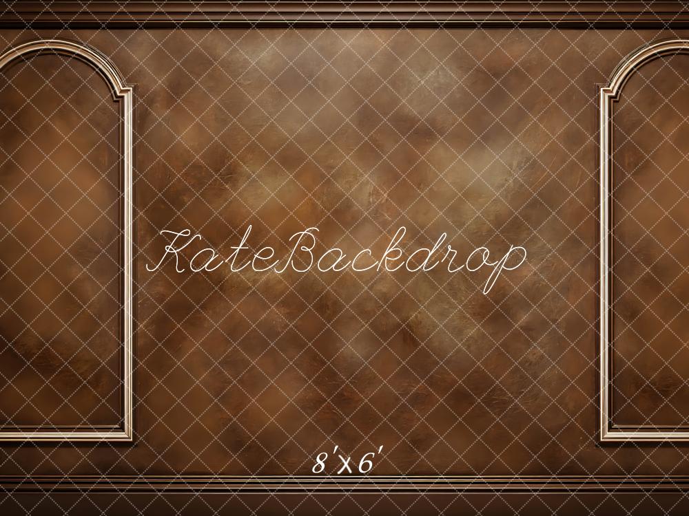 Kate Fine Art Brown Retro Wall Arched Panel Printed Backdrop Designed by Mini MakeBelieve