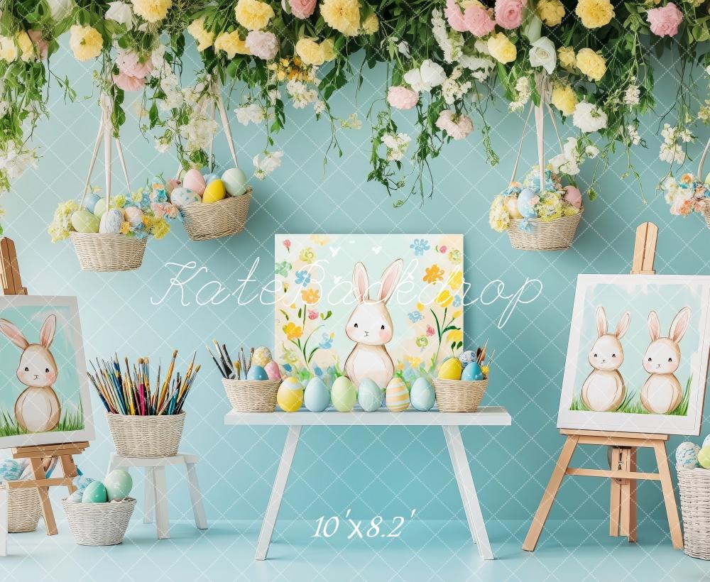 Kate Easter Painting Workshop Bunny Floral Backdrop Designed by Patty Roberts