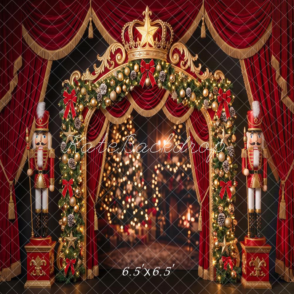 Kate Christmas Nutcracker Crown Garland Retro Curtain Arch Printed Backdrop Designed by Angela Miller