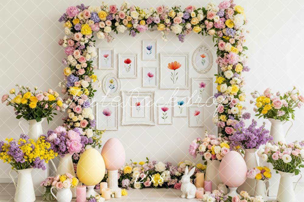 Kate Easter Bunny Flower Arch Pastel Eggs Backdrop Designed by Patty Roberts